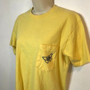 Vintage Y2K Gap T-shirt S Butterfly Yellow Pocket Tee 100% Cotton USA